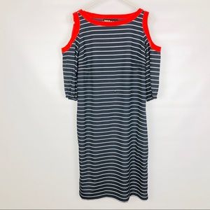 MISS SIXTY | Orange & Navy Blue Striped Dress size 6